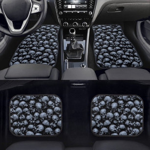 Black And White Skulls Spooky Halloween Car Floor Mat