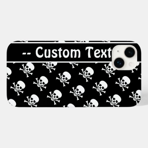 Black and White Skulls w Custom Text Case_Mate iPhone 14 Plus Case