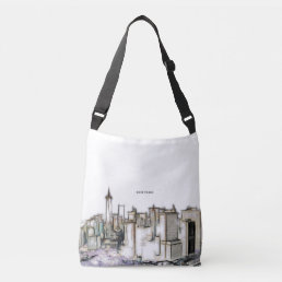 Black And White Skyline New york City Drawing Crossbody Bag