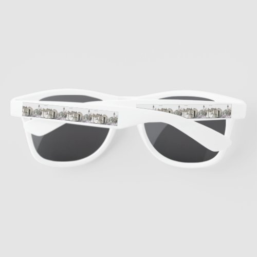 Black And White Skyline New york City Drawing Sunglasses