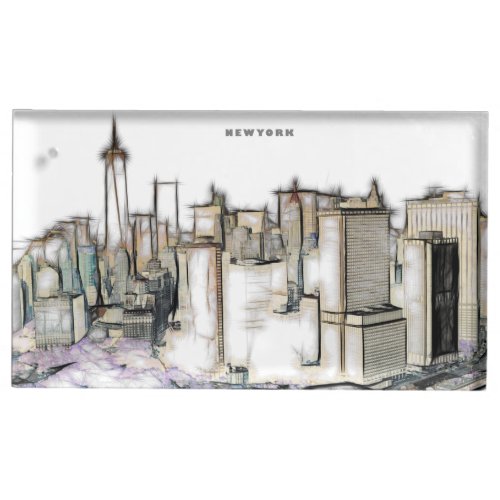 Black And White Skyline New york City Place Card Holder