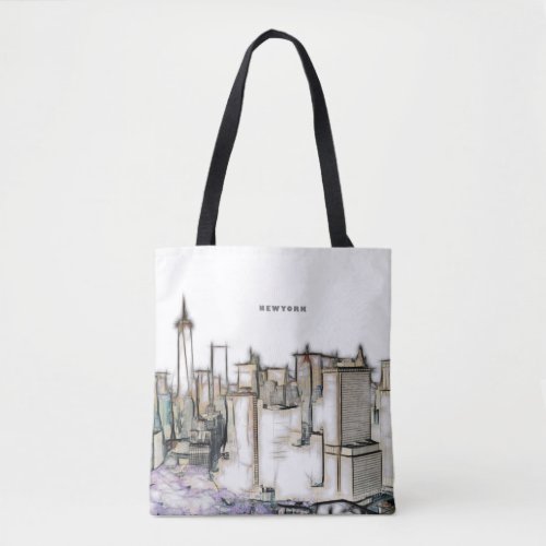 Black And White Skyline Newyork City Drawing Tote Bag