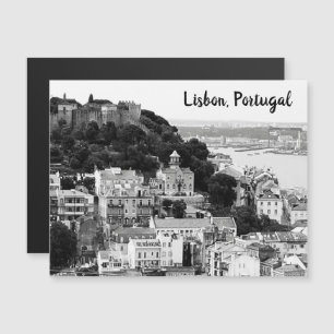Black and White Skyline of Lisbon Portugal Postcar