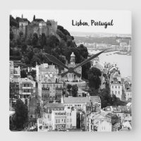 Black and White Skyline of Lisbon Portugal 