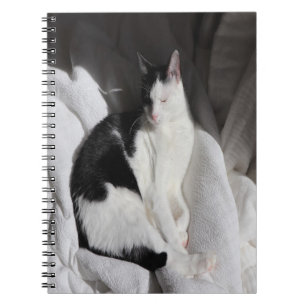 Black and White Sleeping Cat/Add Your Pet's Phot Notebook