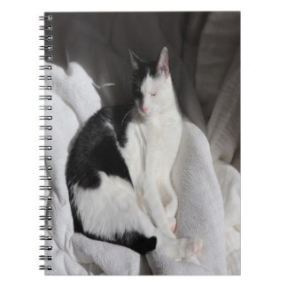 Black and White Sleeping Cat/Add Your Pet's Phot Notebook