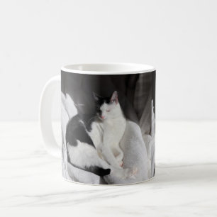 Black and White Sleeping Cat/Add Your Pet's Photo Coffee Mug