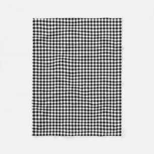 Black and White Small Size Gingham Checks Fleece Blanket