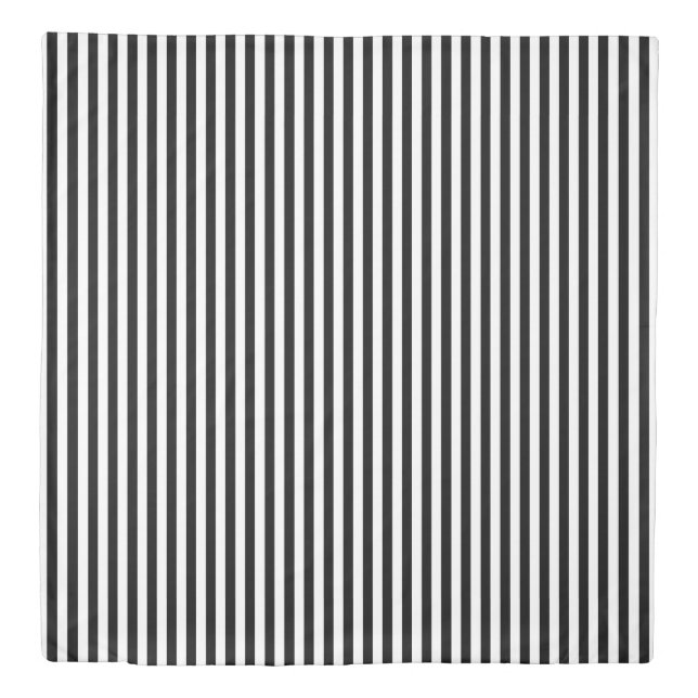 Black and White Small Size Vertical Stripes Duvet Cover (Front)
