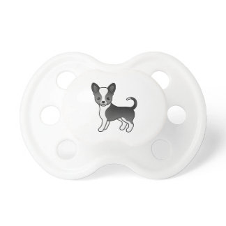 Black And White Smooth Coat Chihuahua Cartoon Dog Pacifier