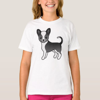 Black And White Smooth Coat Chihuahua Cartoon Dog T-Shirt