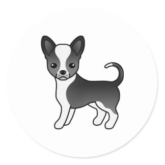 Black And White Smooth Coat Chihuahua Cute Dog Classic Round Sticker