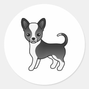 Black And White Smooth Coat Chihuahua Cute Dog Classic Round Sticker