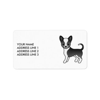 Black And White Smooth Coat Chihuahua Cute Dog Label