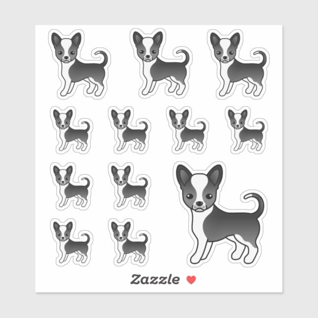 Black And White Smooth Coat Chihuahua Cute Dogs Sticker (Sheet)