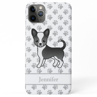 Black And White Smooth Coat Chihuahua Dog &amp; Name iPhone 11 Pro Max Case
