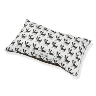 Black And White Smooth Coat Chihuahua Dog & Name Pet Bed