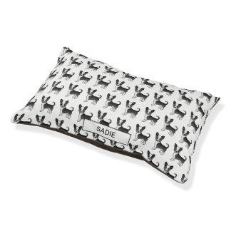 Black And White Smooth Coat Chihuahua Dog &amp; Name Pet Bed