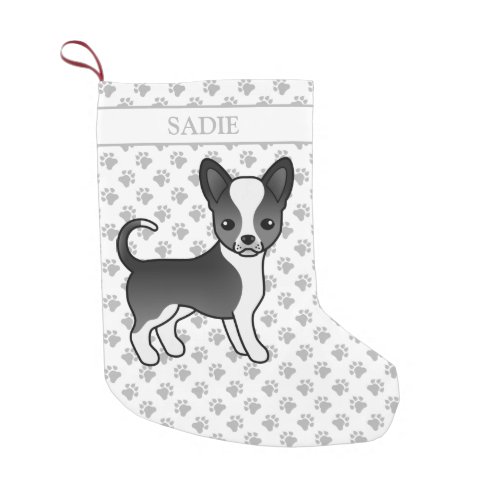 Black And White Smooth Coat Chihuahua Dog  Name Small Christmas Stocking