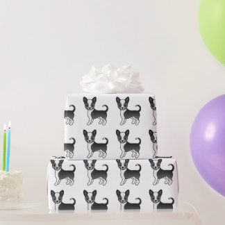 Black And White Smooth Coat Chihuahua Dog Pattern Wrapping Paper