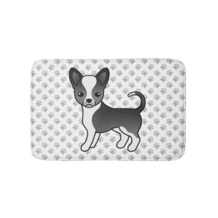 Black And White Smooth Coat Chihuahua Dog & Paws Bath Mat