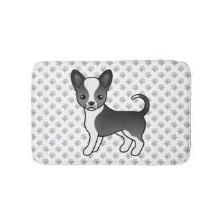 Black And White Smooth Coat Chihuahua Dog &amp; Paws Bath Mat