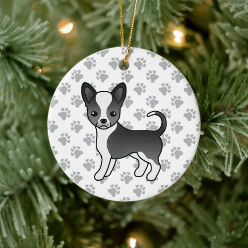 Black And White Smooth Coat Chihuahua Dog  Paws Ceramic Ornament