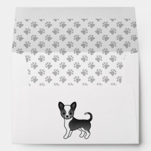Black And White Smooth Coat Chihuahua Dog & Paws Envelope