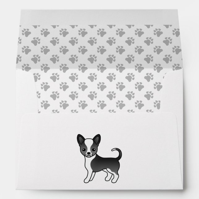 Black And White Smooth Coat Chihuahua Dog & Paws Envelope (Back (Bottom))