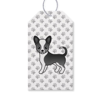 Black And White Smooth Coat Chihuahua Dog &amp; Paws Gift Tags