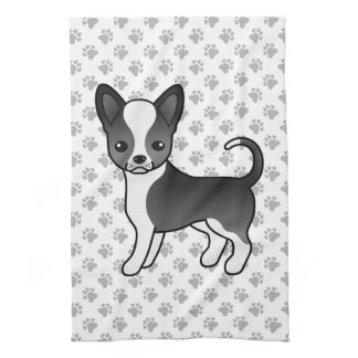 Black And White Smooth Coat Chihuahua Dog &amp; Paws Kitchen Towel