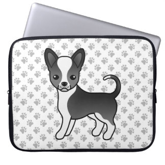 Black And White Smooth Coat Chihuahua Dog &amp; Paws Laptop Sleeve