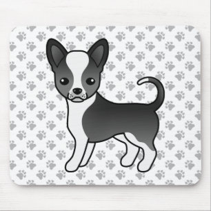Black And White Smooth Coat Chihuahua Dog & Paws Mouse Pad