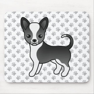 Black And White Smooth Coat Chihuahua Dog &amp; Paws Mouse Pad