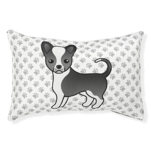 Black And White Smooth Coat Chihuahua Dog & Paws Pet Bed