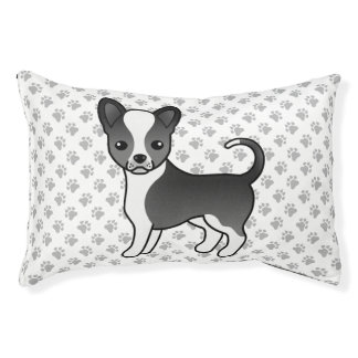Black And White Smooth Coat Chihuahua Dog &amp; Paws Pet Bed