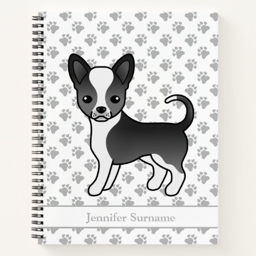 Black And White Smooth Coat Chihuahua Dog  Text Notebook