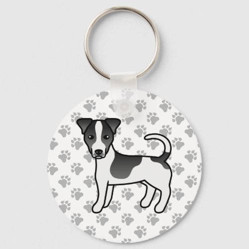 Black And White Smooth Coat Jack Russell Terrier Keychain