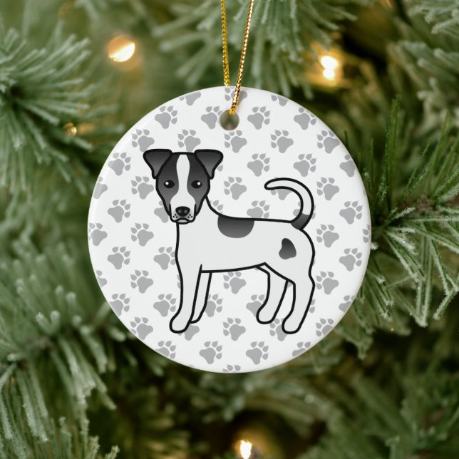 Black And White Smooth Coat Parson Russell Terrier Ceramic Ornament (Tree)