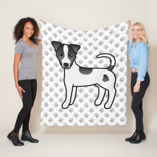 Black And White Smooth Coat Parson Russell Terrier Fleece Blanket