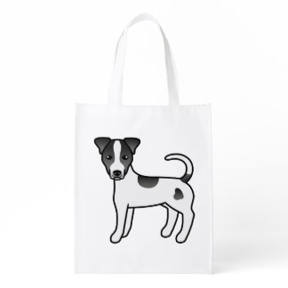 Black And White Smooth Coat Parson Russell Terrier Grocery Bag