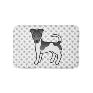 Black And White Smooth Fox Terrier Cartoon Dog Bath Mat