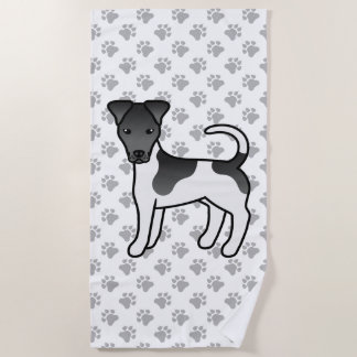 Black And White Smooth Fox Terrier Cartoon Dog Beach Towel