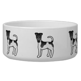 Black And White Smooth Fox Terrier Cartoon Dog Bowl