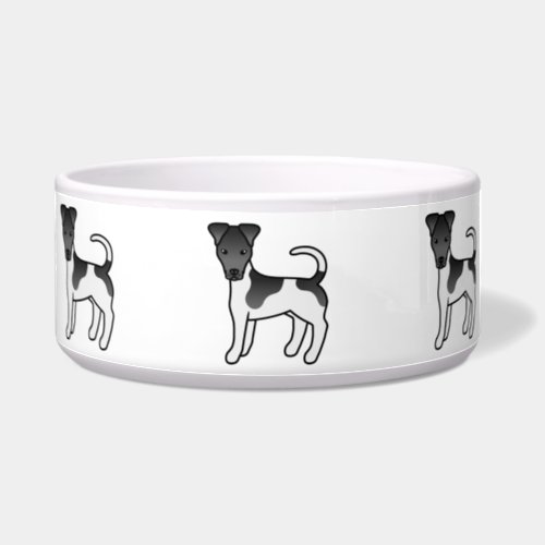 Black And White Smooth Fox Terrier Cartoon Dog Bowl