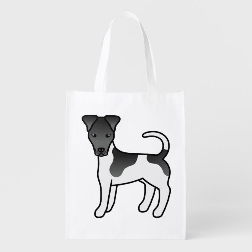 Black And White Smooth Fox Terrier Cartoon Dog Grocery Bag
