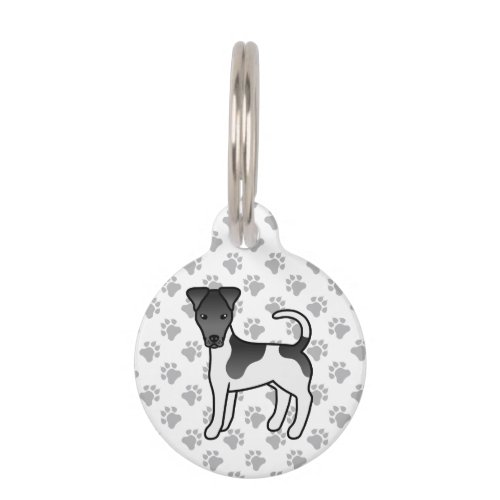 Black And White Smooth Fox Terrier Cartoon Dog Pet ID Tag