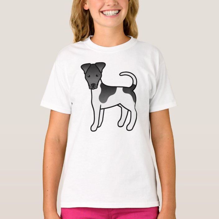 Black And White Smooth Fox Terrier Cartoon Dog T-Shirt | Zazzle.com