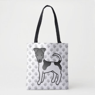 Black And White Smooth Fox Terrier Cartoon Dog Tote Bag
