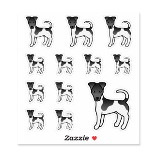 Black And White Smooth Fox Terrier Cartoon Dogs Sticker